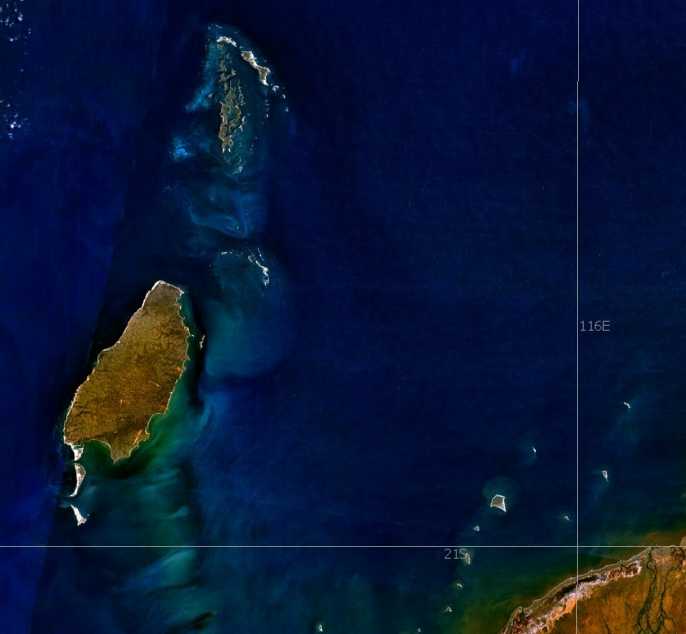 Satellite view of Barrow Island, Western Australia