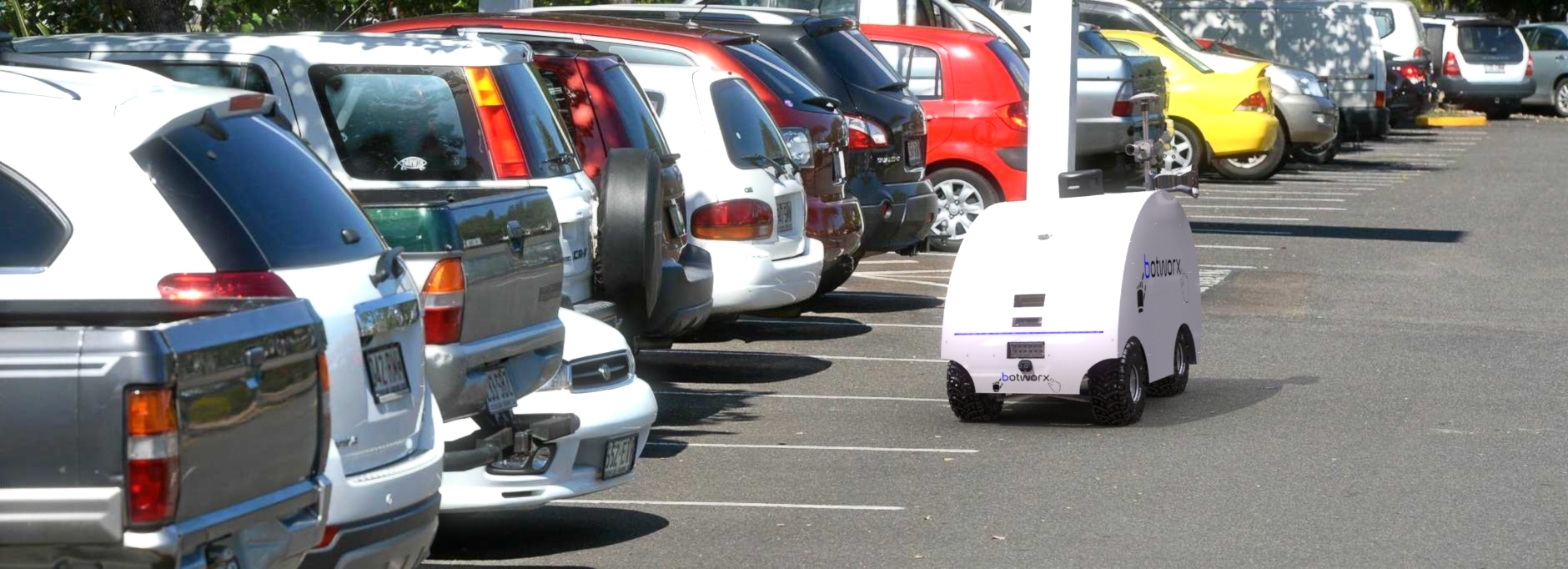 BotPatrol patrolling an outdoor car park