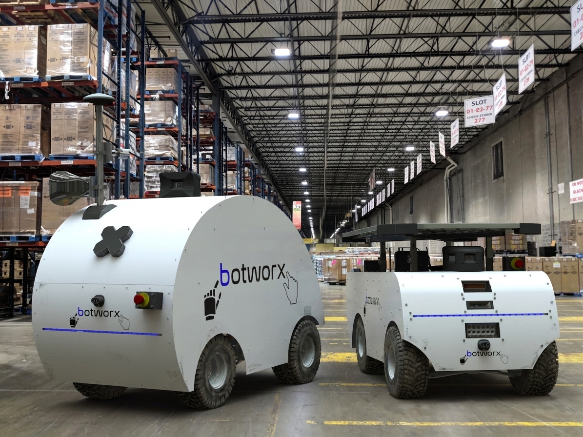 Botworx autonomous robots in a warehouse